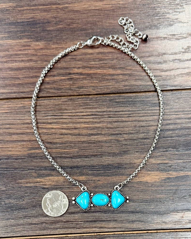739694, 15" Handmade Navajo Turquoise Necklace