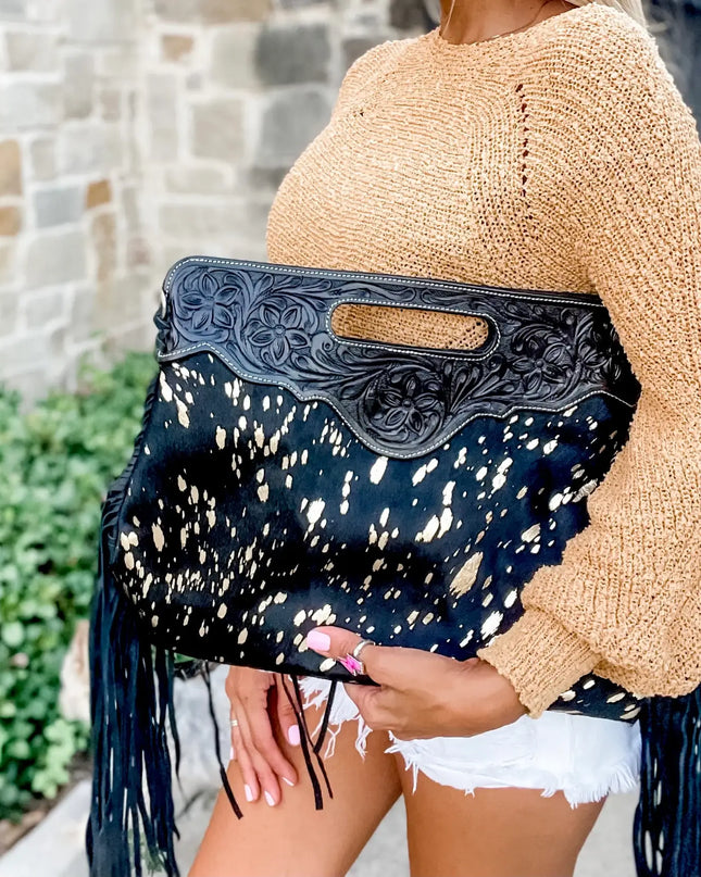 The Maggie Cowhide Leather Crossbody + Back zippered pockets