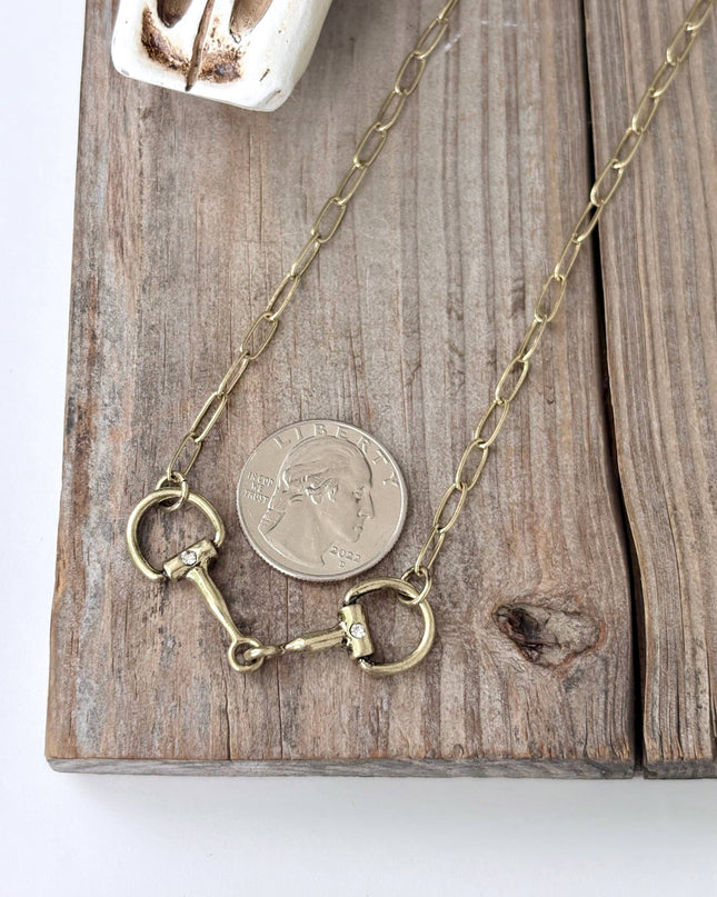 Western Style Rhinestone Horsebit Pendant Necklace