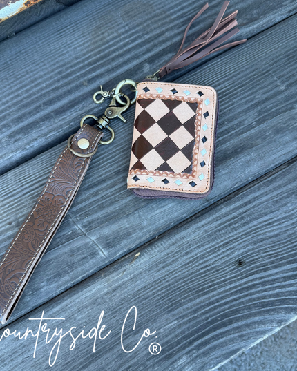 The Saddle Bum Checkered Mini Wallet Keychain