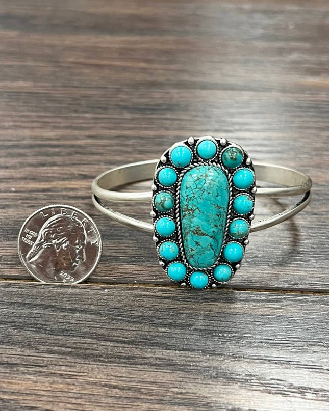 711304, 2" Navajo Turquoise Brass Cuff Bracelet