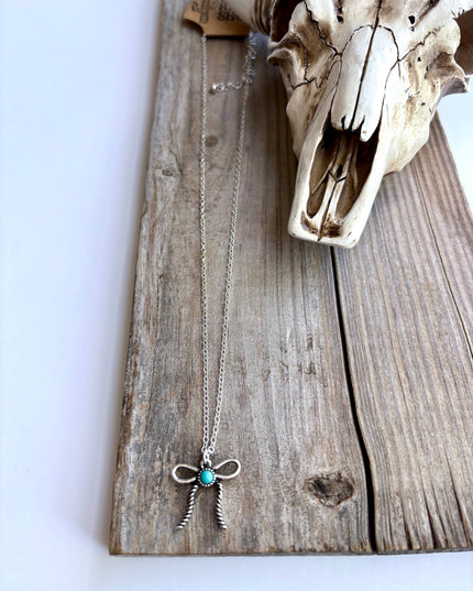 Western Style Coquette Bow Ribbon Pendant Chain Necklace