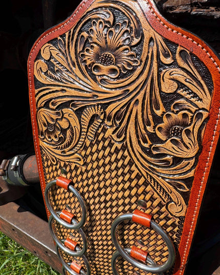 Genuine Western Tooled Leather Wild Rag Scarf Display Holder Keeper a Double B Wild Rags Exclusive