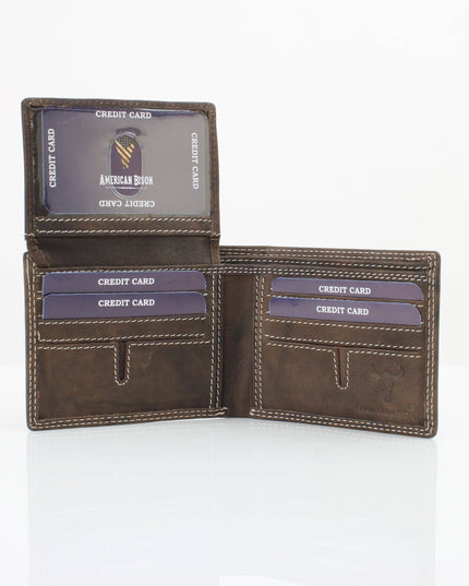 American Bison Oil Pull Up Top Flap Bifold 15729