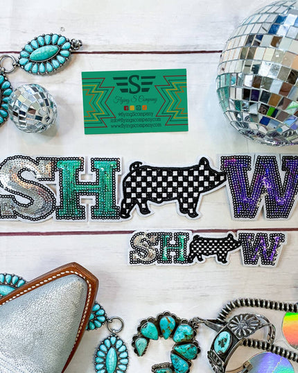 Show Pig Check Sequin Patch (Patch ONLY)