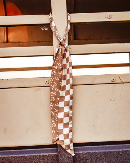 Neutral Checked Brand Twilly