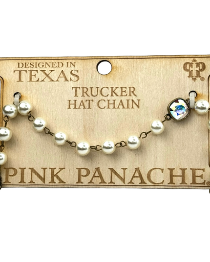 Trucker hat pearl bead chain with Austrian crystal