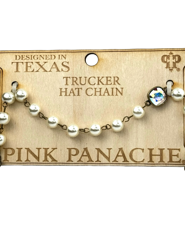 Trucker hat pearl bead chain with Austrian crystal