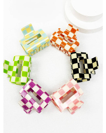 Colorful Checkered Medium Size Hair Claw