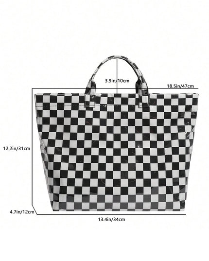 Flower/ Checkered/ Pattern PVC Glossy Waterproof Tote Bag