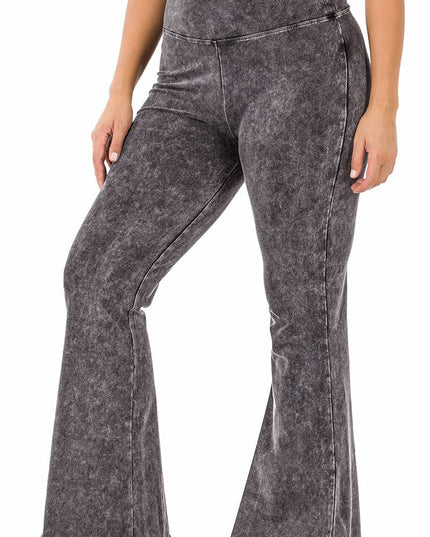 PLUS SIZE MINERAL WASHED HIGH WAIST RAW EDGE HEM PANTS