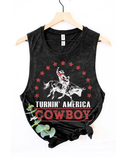 TURNIN AMERICA COWBOY GRAPHIC TANK TOP