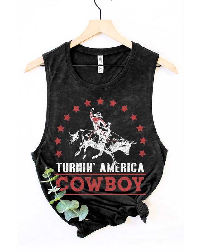 TURNIN AMERICA COWBOY GRAPHIC TANK TOP