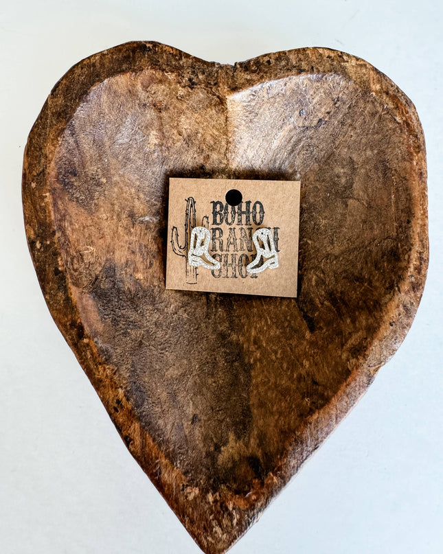 Western cut out paved Stud earrings - cowboy boots hat bow 