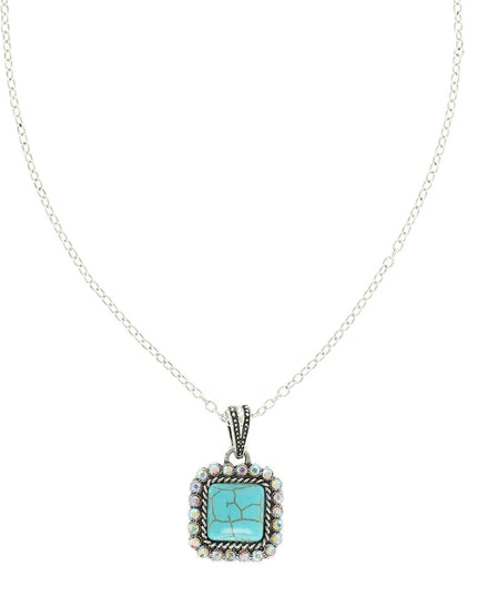 Western Crystal Turquoise Pendant Necklace