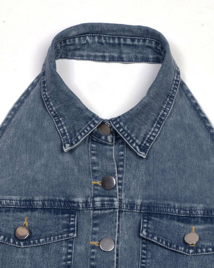Western Retro Sleeveless Belted Denim Dress