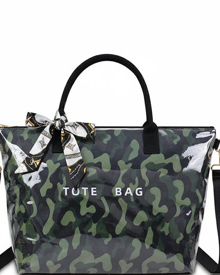 PVC handbag leopard camo crossbody bag