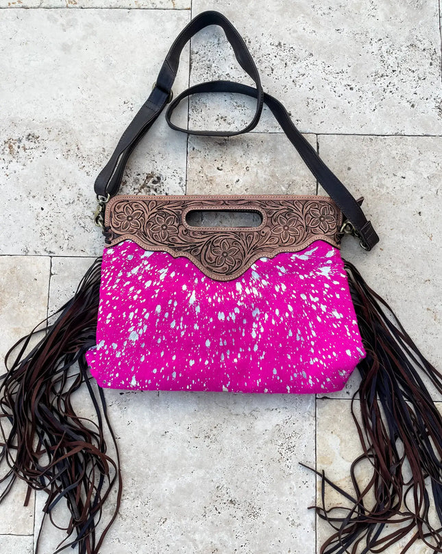 The Maggie Cowhide Leather Crossbody + Back zippered pockets