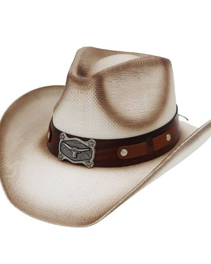 Vintage Western Longhorn Straw Cowboy Hat