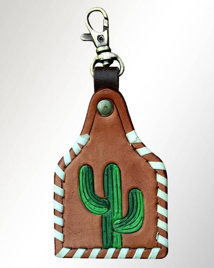 ADKRX110 Hand Tooled Carved Genuine Leather Keyring