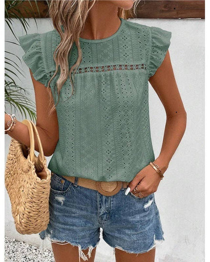 Summer Lace Ruffle Sleeve Top for Women - Casual and Stylish