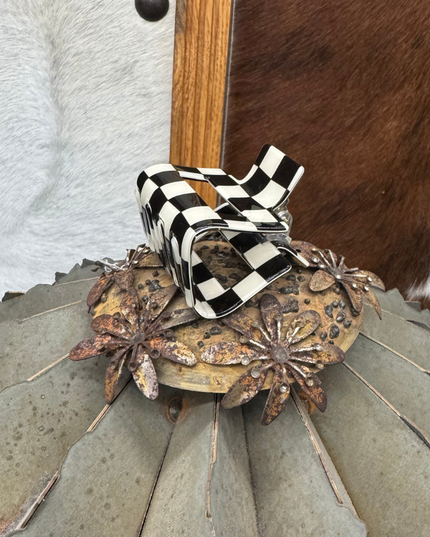 Mini Checked Funky Black Clip