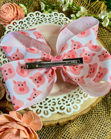 Pig Print Hair Bow or Headband | Boutique Farm Accessory