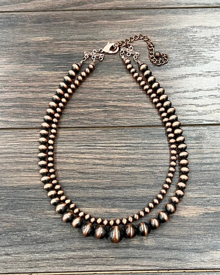 739433, Handmade 18" Copper Navajo Bead Necklace