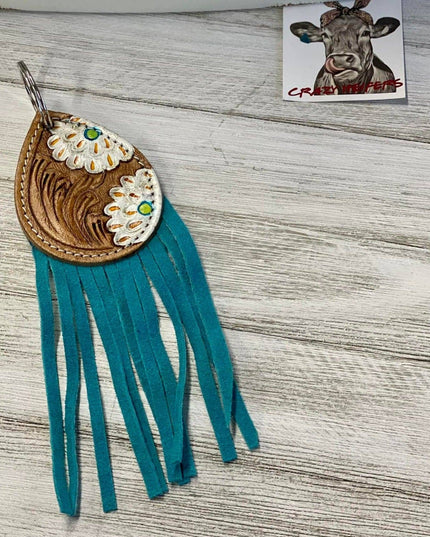 Tooled Leather Keychain-Large