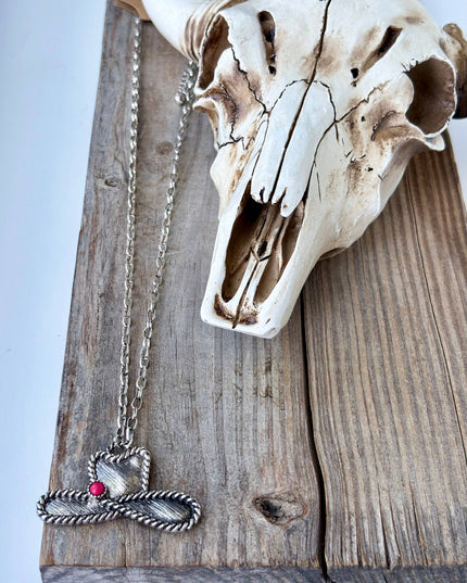 Western Cowboy Hat Stone Pendant Necklace