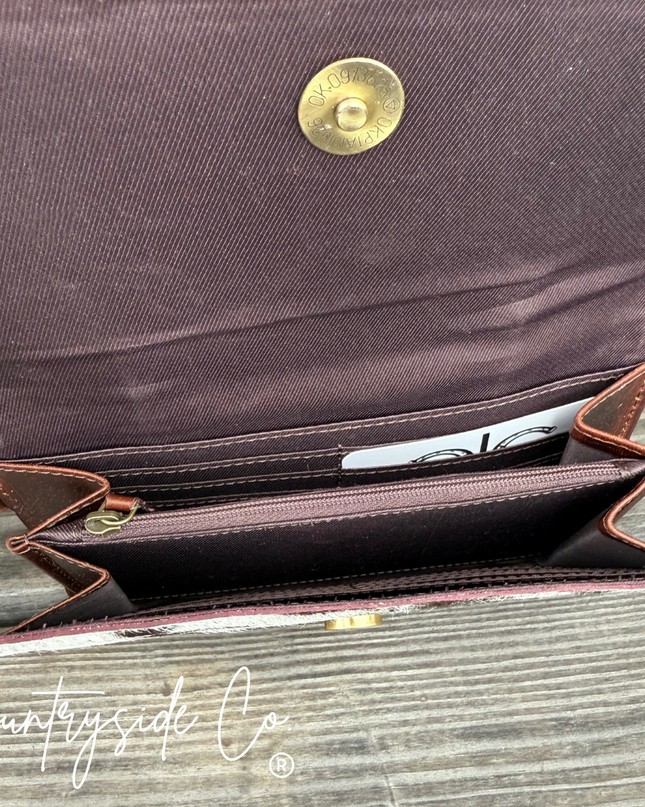 Frontier Cowhide Tooled Leather Wallet Wristlet