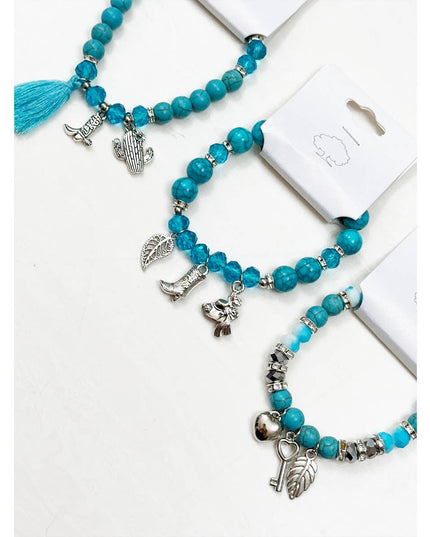 Western Boho Mix Charms Turquoise Theme Bracelets