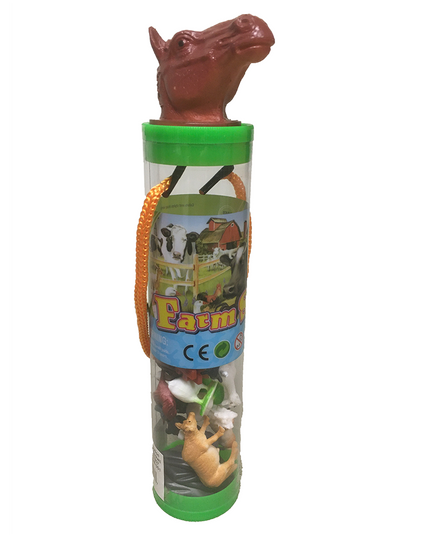 Farm Animals 2" Figurines Tube, Display Set of 12 Tubes