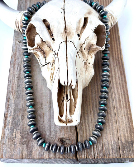 Western Style Flat Navajo Pearl & Stone Beaded Necklace