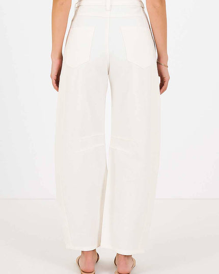 Ladies Mid Rise Wide Leg Barrel Jeans SKP522