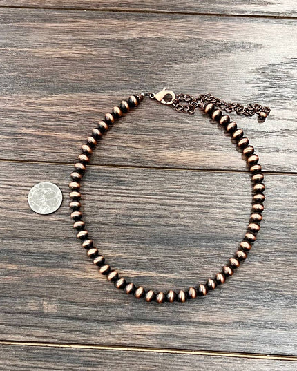 739164, 16" Handmade 8mm Copper Navajo Necklace