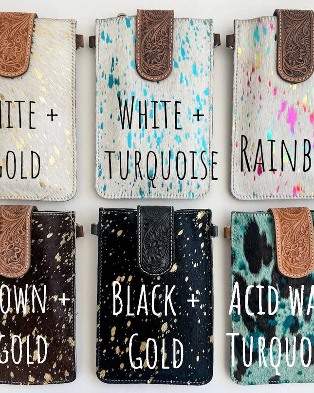 HAYDEE PHONE CROSSBODY mobile Western Tooled Leather Cowhide