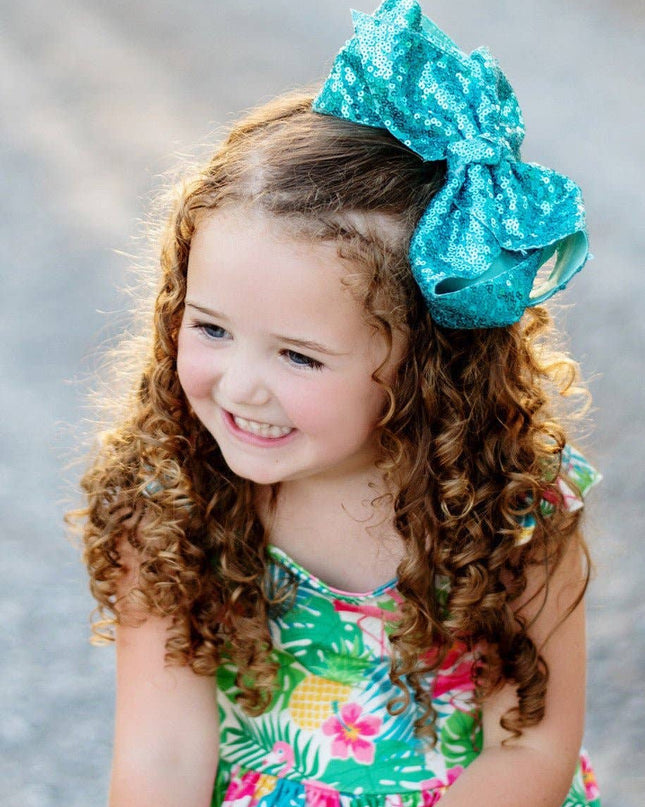 Sequin Texas Size Hair Bows - Alligator Clip - 6.5"