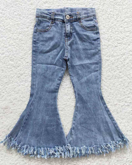Baby Girls Light Blue Tassel Denim Bell Pants