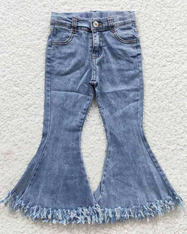 Baby Girls Light Blue Tassel Denim Bell Pants
