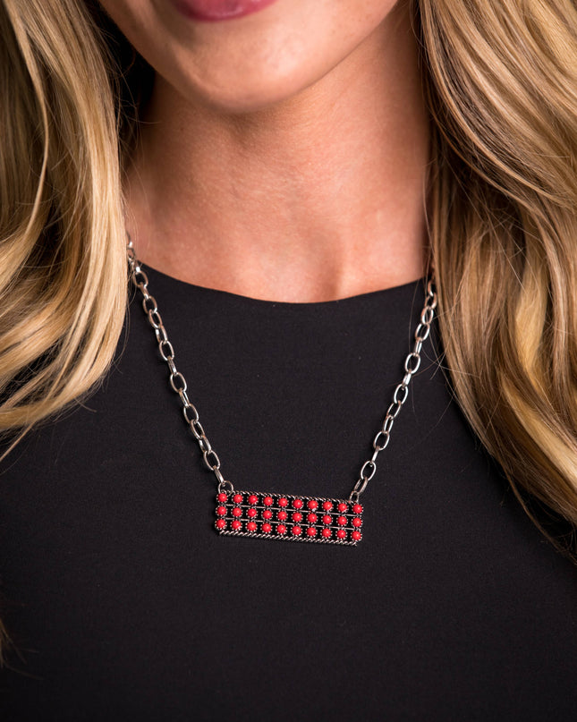 (SALE) 18" Snake Eye Red Bar Necklace