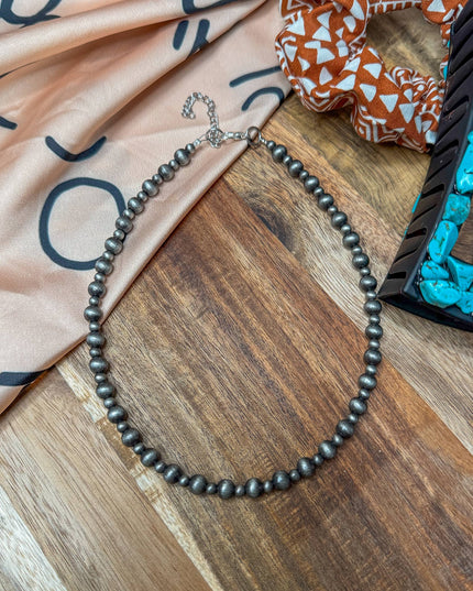 Faux Beaded Graduated Navajo Pearl Stackable Necklace 