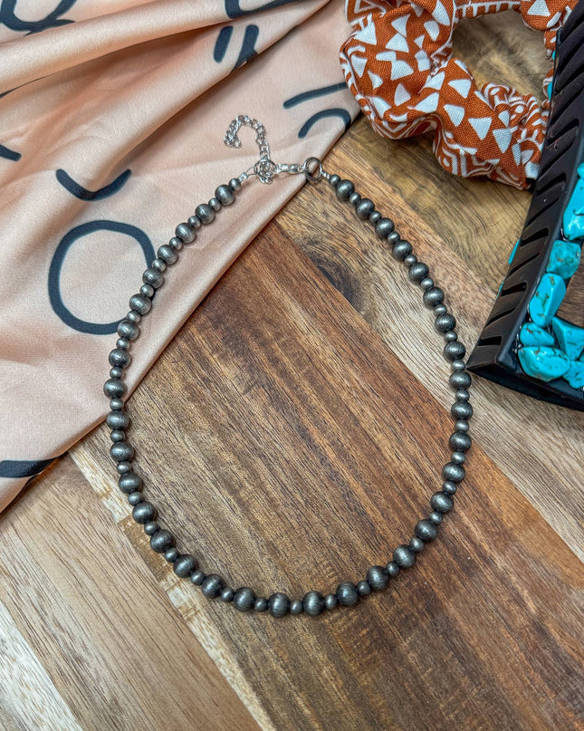Faux Beaded Graduated Navajo Pearl Stackable Necklace 