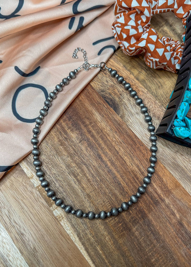 Faux Beaded Graduated Navajo Pearl Stackable Necklace 