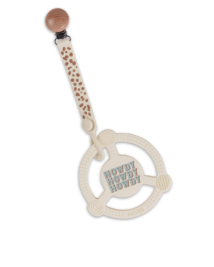 Silicone Teether Ring with Detachable Clip Howdy Partner Blu