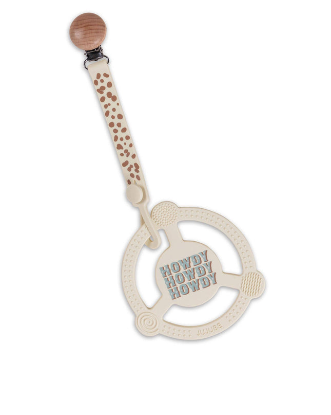 Silicone Teether Ring with Detachable Clip Howdy Partner Blu