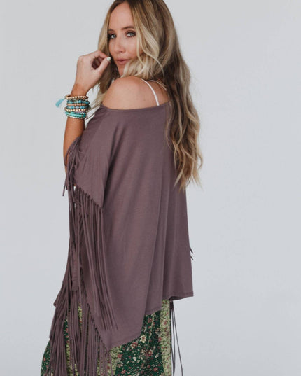 Western Showstopper Fringe Top - Mocha