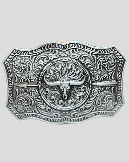 DEMASK STENCIL PRINT ON RED TONE BELT WITH LONGHORN ARROWN