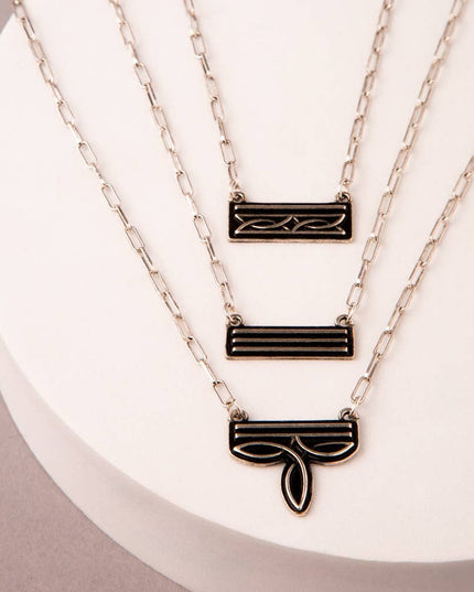 3pc Western Boot Stitch Pendant Necklace Set