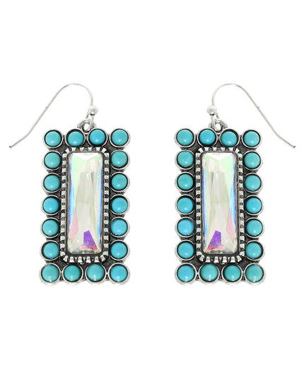 Western Vertical Turquoise Bar Earrings